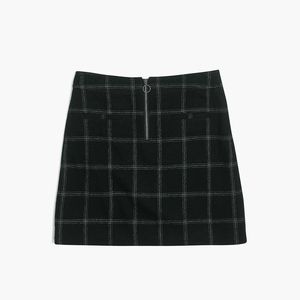 Madewell Black Plaid Fireside Mini Wool Blend Skirt 0